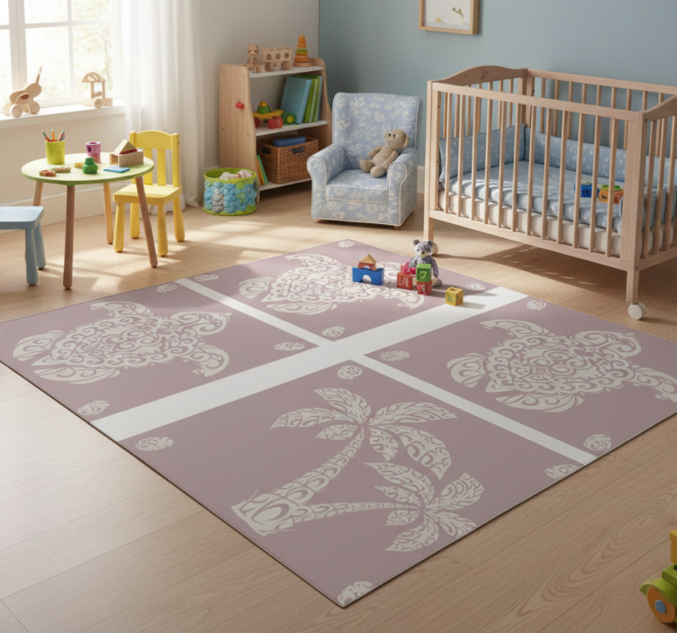 Animal vinyl rug hawaiian turtle and palm design - TenStickers