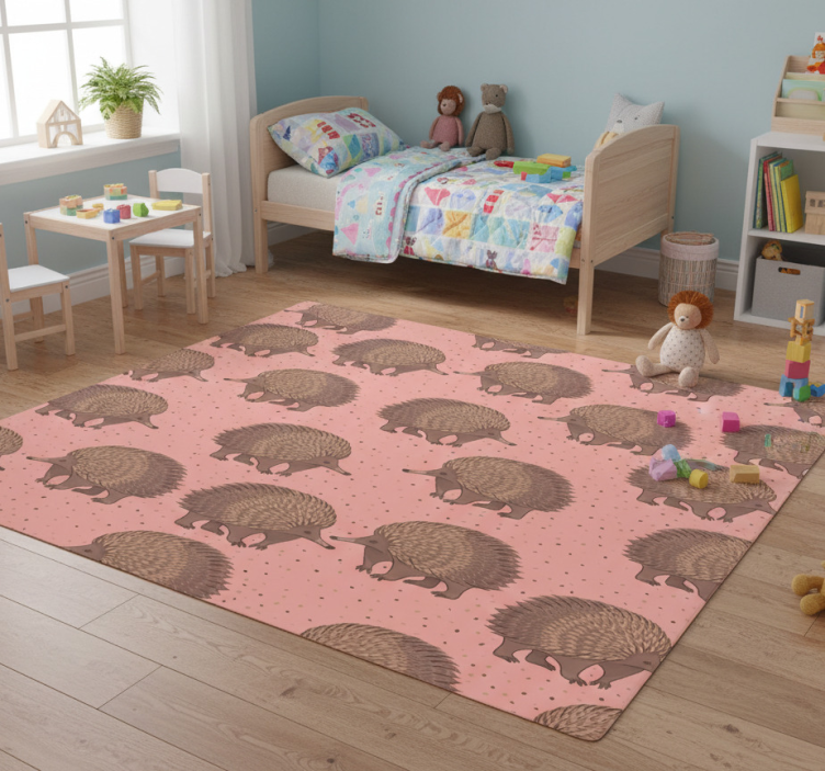 Animal vinyl rug hedgehog pattern background - TenStickers