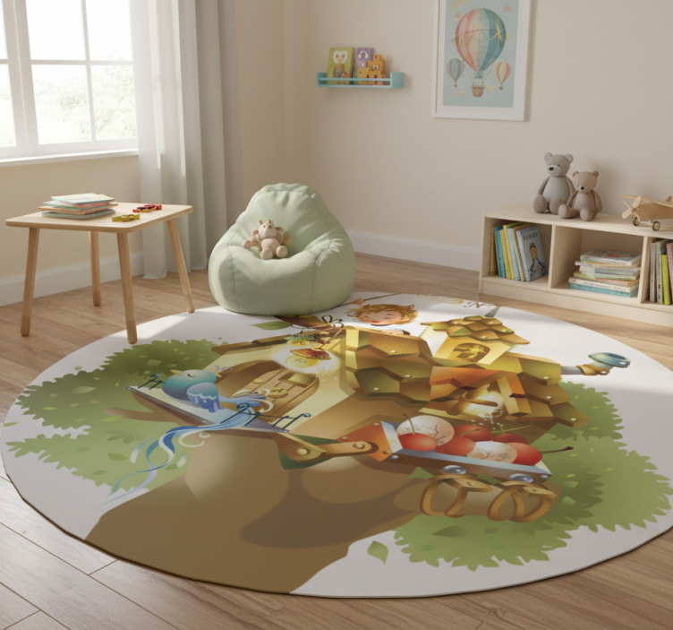 Animal vinyl rug house tree - TenStickers