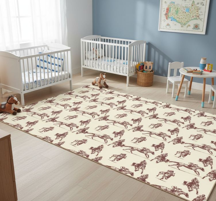 Animal vinyl rug in beige and brown horse pattern - TenStickers