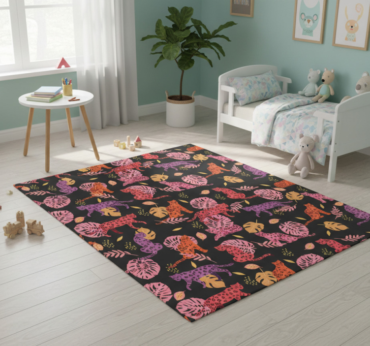 Tropical and leopard style animal vinyl rug - TenStickers