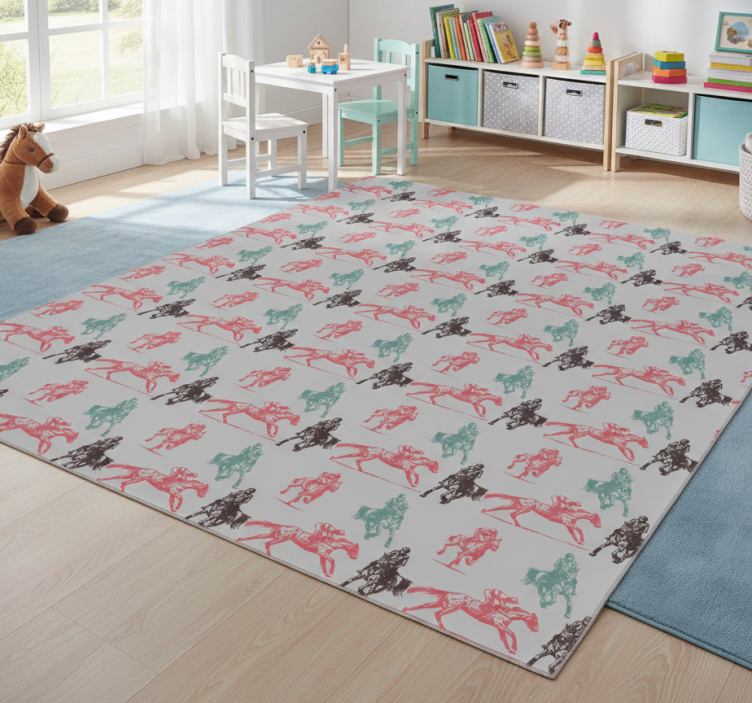 Animal vinyl rug with western house design - TenStickers