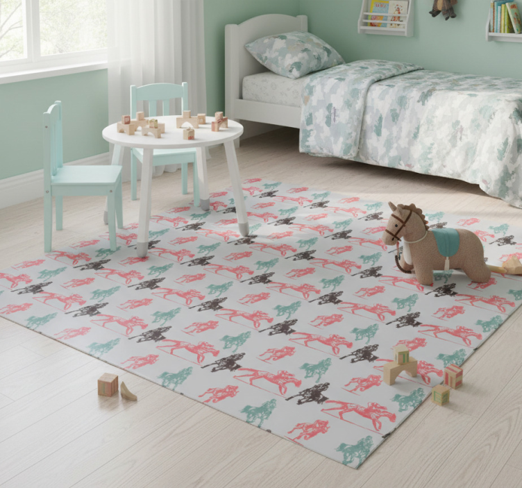Animal vinyl rug in multicolored horse design - TenStickers
