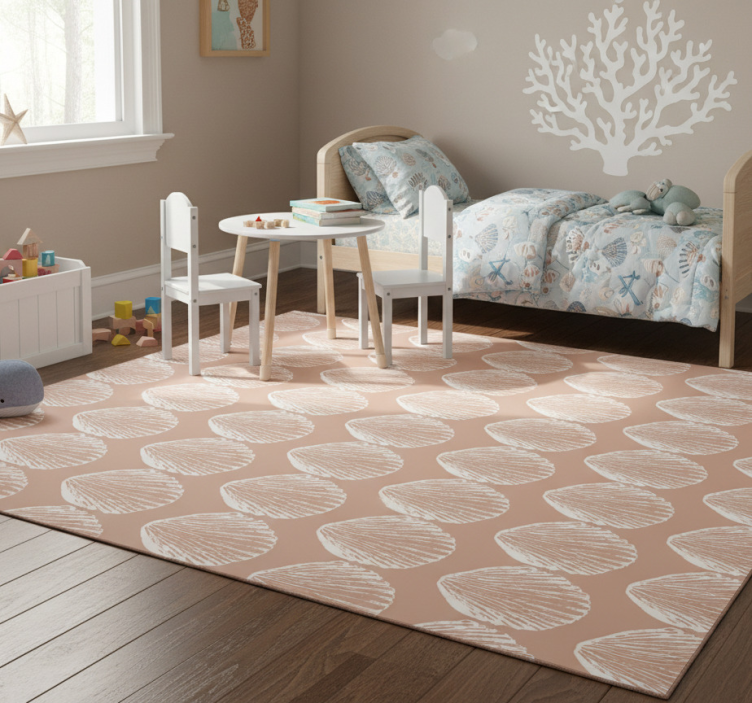 Animal vinyl rug retro seashell pattern beige - TenStickers