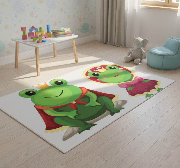 Animal vinyl rug featuring king and queen frogs - TenStickers
