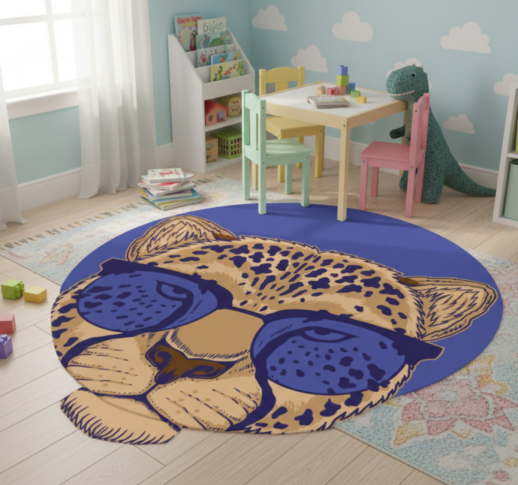 Animal vinyl rug leopard in glasses - TenStickers
