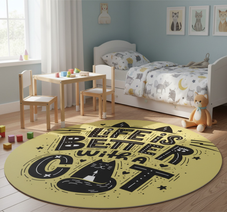 Animal vinyl rug life is better with cats - TenStickers