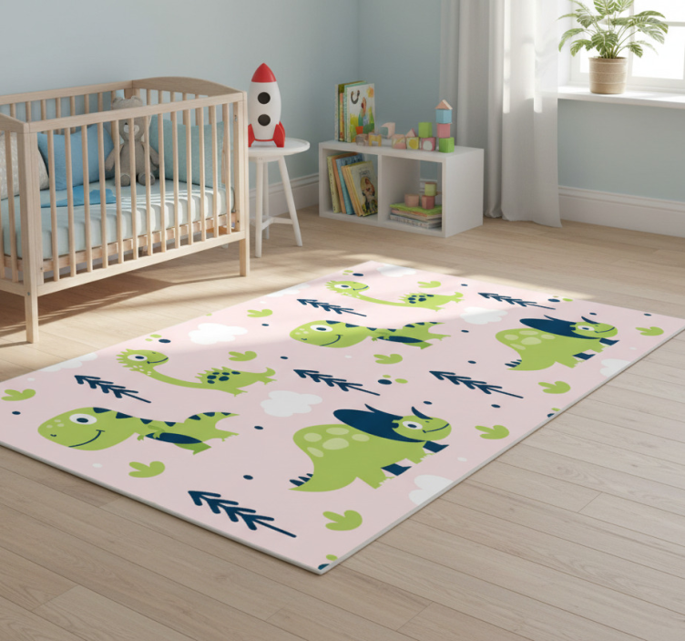 Little green dinosaurs animal vinyl rug - TenStickers