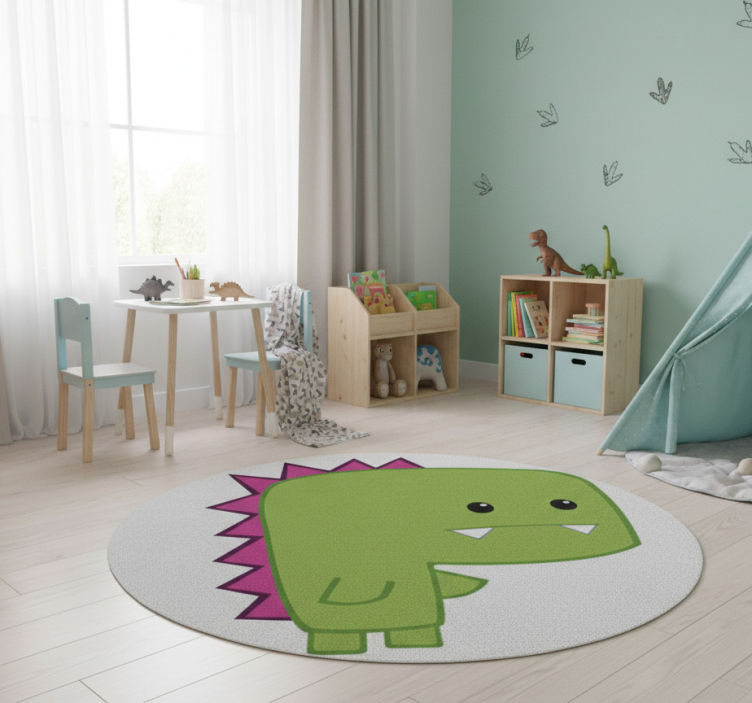 Green mini dinosaur animal vinyl rug - TenStickers