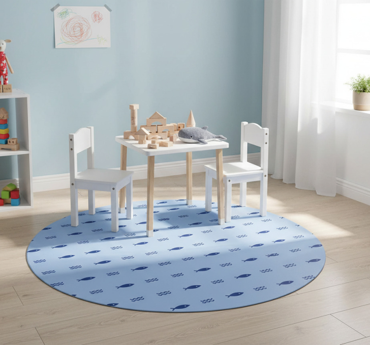 Animal vinyl rug minimal fish design - TenStickers