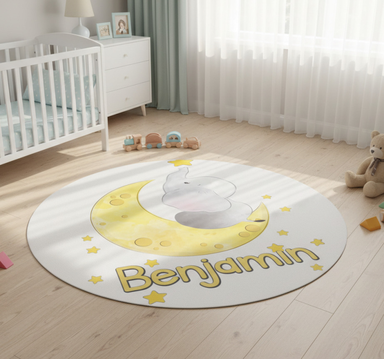 Animal vinyl rug moon and stars with name - TenStickers