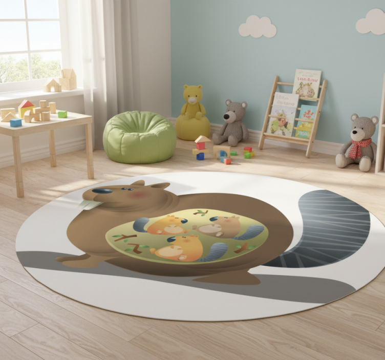 Squirrel mother animal vinyl rug - TenStickers