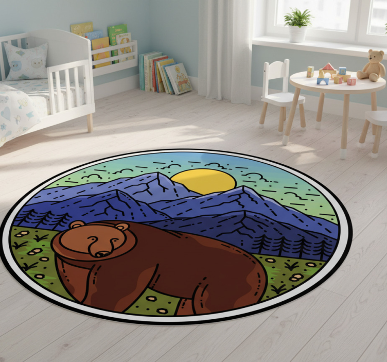 Animal vinyl rug mountain bear round - TenStickers