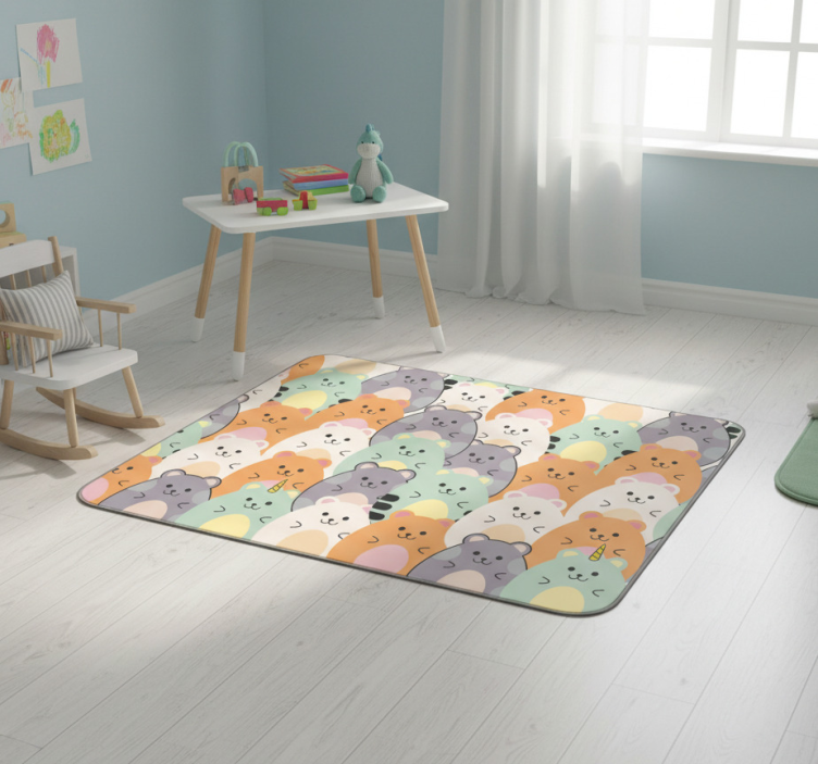 Animal vinyl rug multicolor hamsters munching - TenStickers
