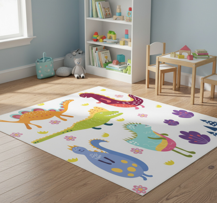 Animal vinyl rug nordic dinosaur hand-painted set - TenStickers