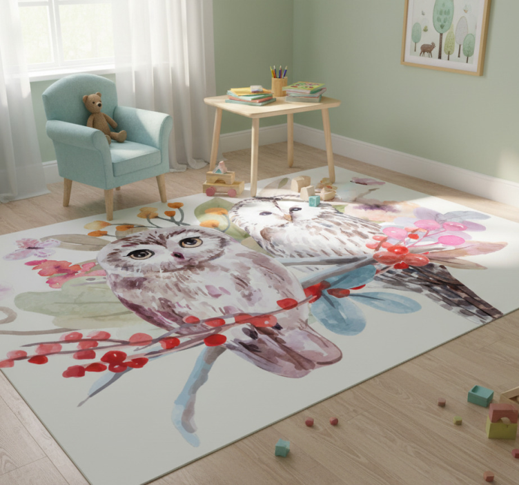 Animal vinyl rug owls in nature - TenStickers