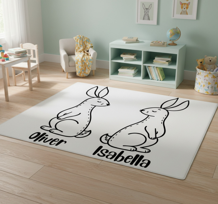 Animal vinyl rug personalised easter bunnies - TenStickers