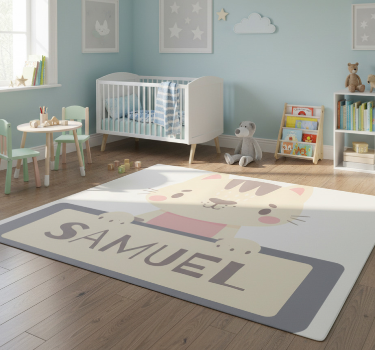Animal vinyl rug personalized cat label - TenStickers