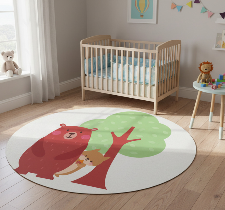 Animal vinyl rug playful bear companion - TenStickers