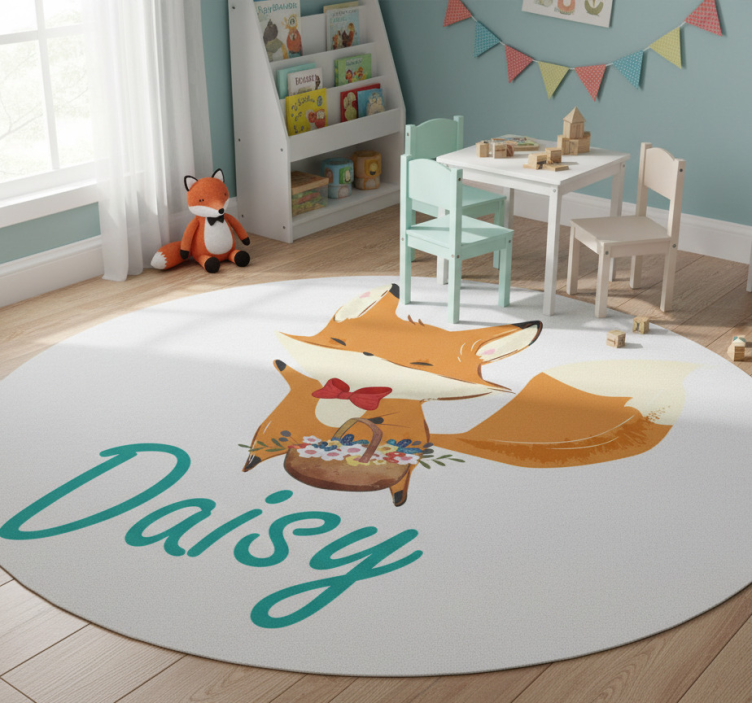 Animal vinyl rug playful fox design - TenStickers
