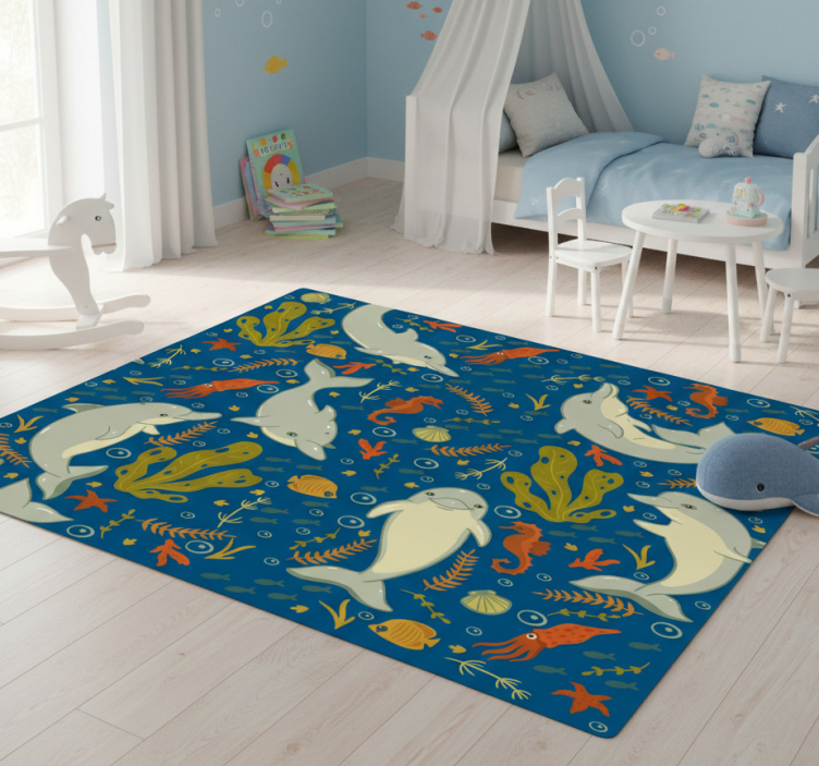 Animal vinyl rug playful marine life - TenStickers
