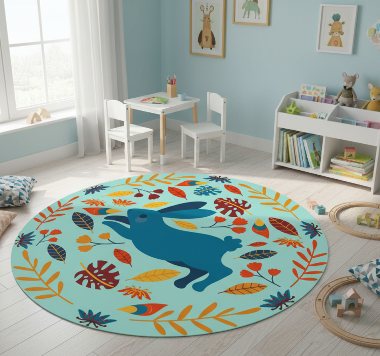 Animal vinyl rug playful rabbit design - TenStickers