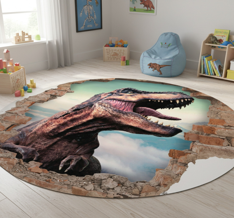 Animal vinyl rug realistic 3d t-rex design - TenStickers