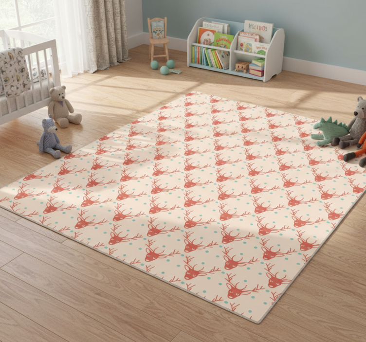 Animal vinyl rug red antlered creatures - TenStickers