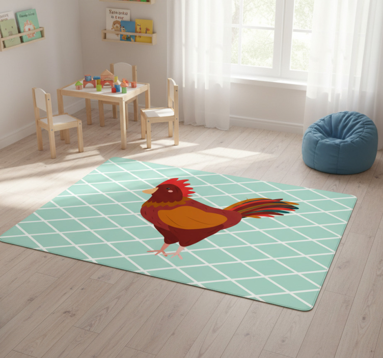 Animal vinyl rug red rooster side view - TenStickers