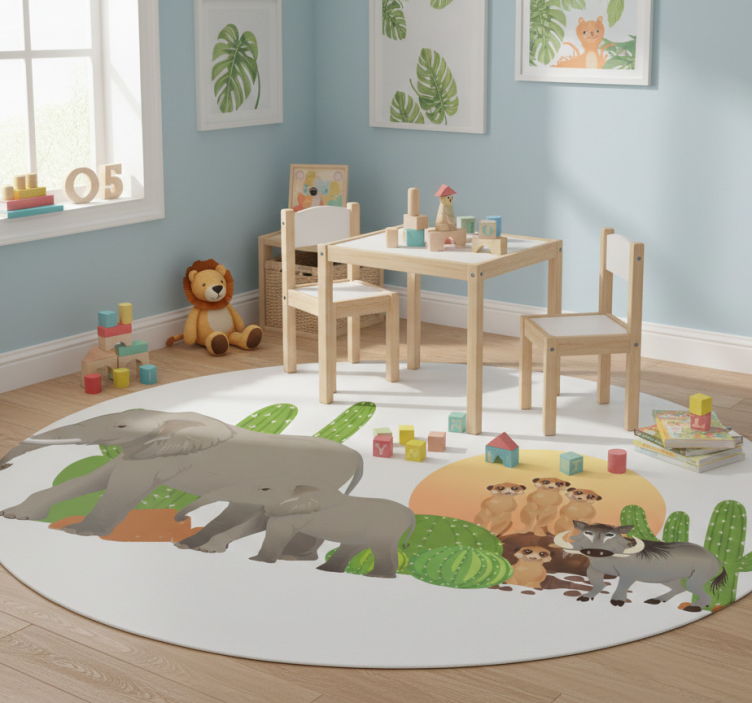 Animal vinyl rug safari animal scene - TenStickers