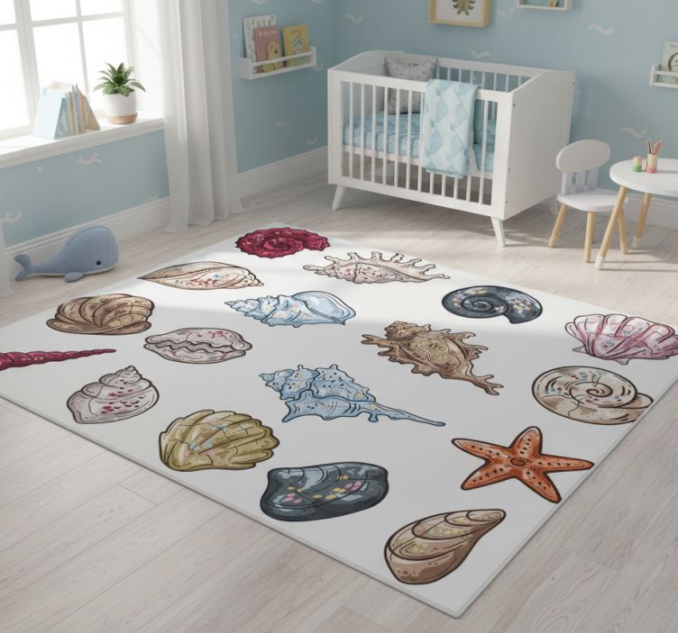 Animal vinyl rug seashell drawings - TenStickers