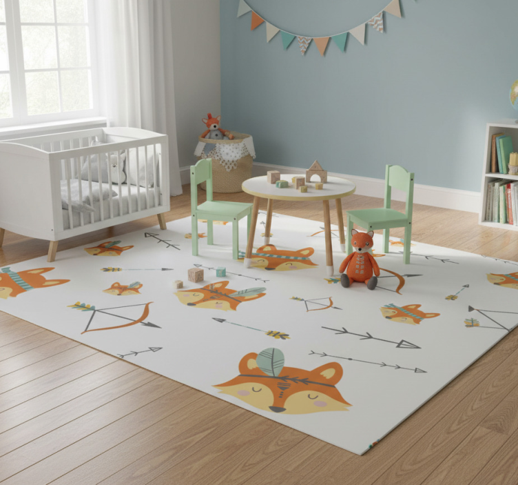 Animal vinyl rug set of foxes and arrows - TenStickers