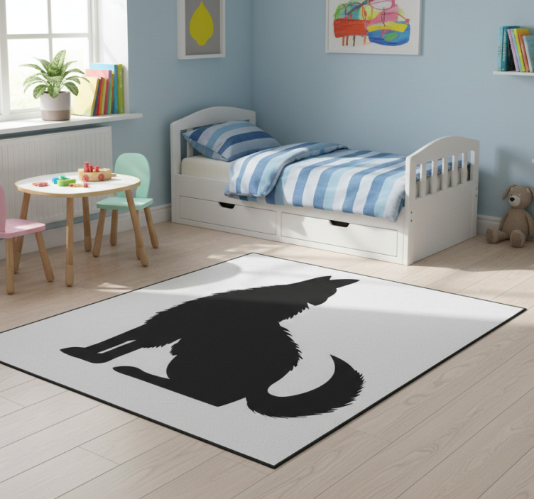 Animal vinyl rug sitting dog silhouette - TenStickers
