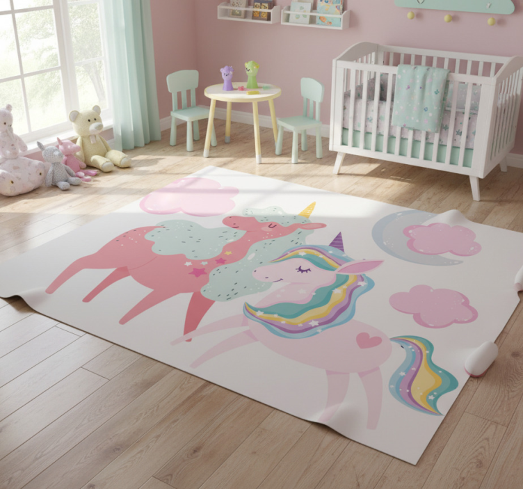Animal vinyl rug small unicorn with mare - TenStickers