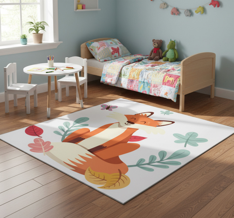 Animal vinyl rug smiling fox design - TenStickers
