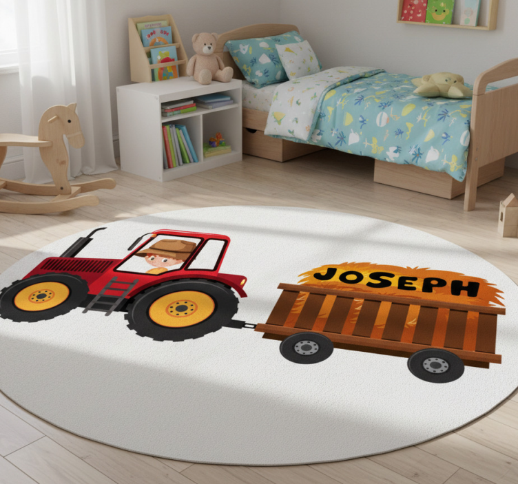 Animal vinyl rug tractor with hay - TenStickers