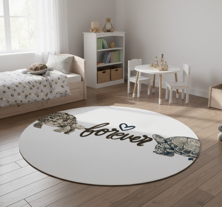 Animal vinyl rug turtles forever love quote - TenStickers