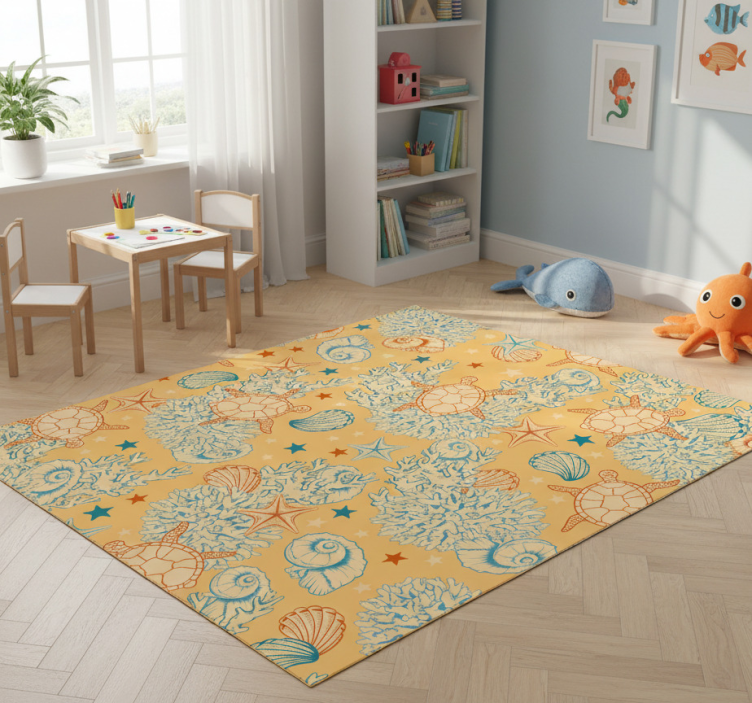 Animal vinyl rug undersea life soft hues - TenStickers