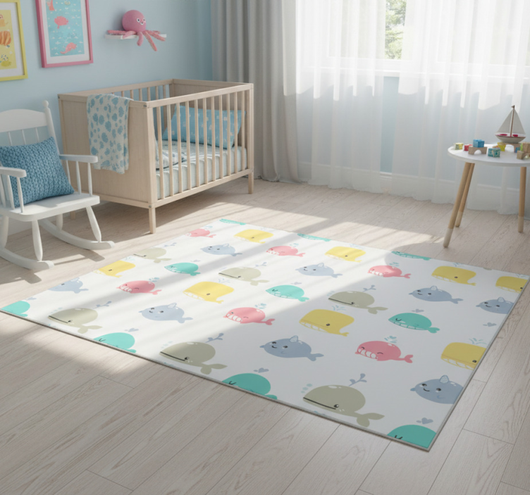 Baby colorful whales animal vinyl rug - TenStickers