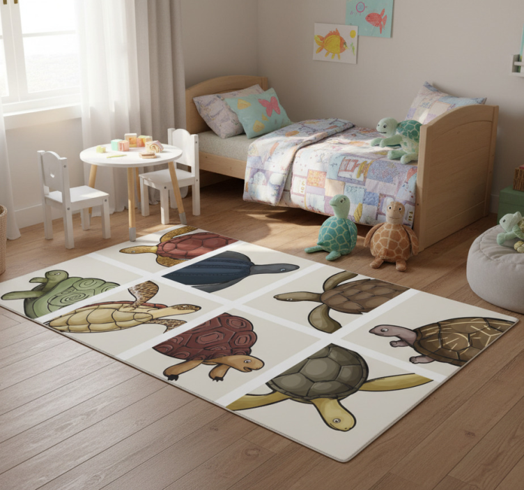 Animal vinyl rug variety of turtles tile - TenStickers