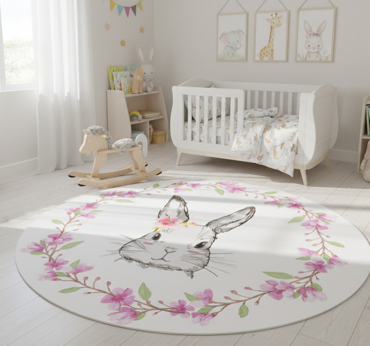 Animal vinyl rug wild africa bunny girl - TenStickers