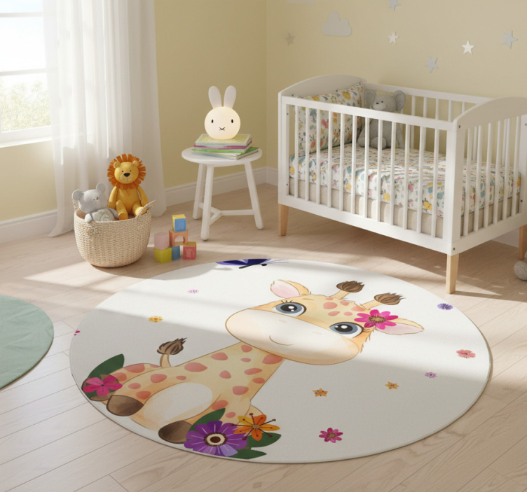 Animal vinyl rug wild africa giraffe girl - TenStickers