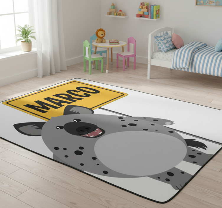 Animal vinyl rug wild hyena with name - TenStickers