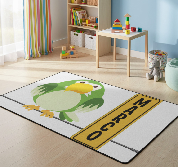 Animal vinyl rug wild parrot name design - TenStickers