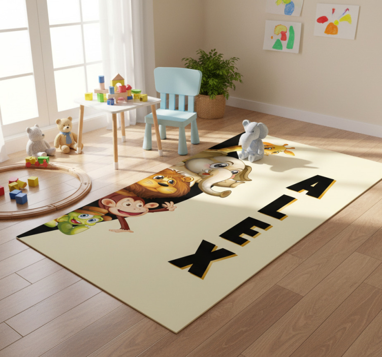 Animal vinyl rug with 3d adorable creatures - TenStickers