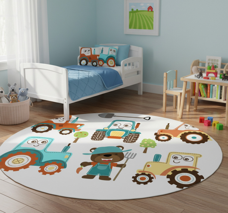 Animal vinyl rug with adorable tractor friends - TenStickers