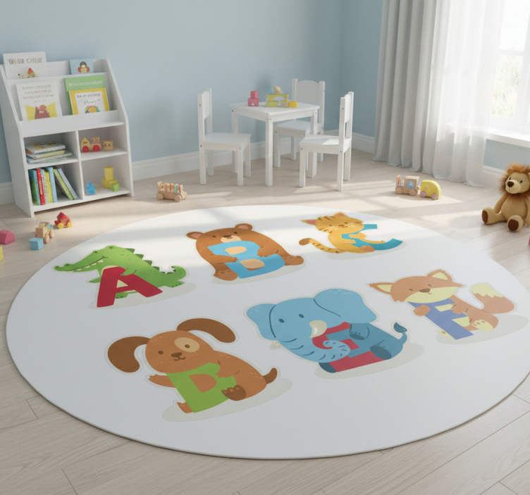 Animal vinyl rug with animal alphabet design - TenStickers