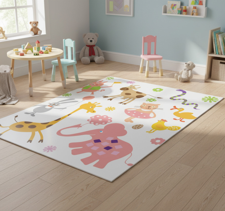 Colorful creatures animal vinyl rug - TenStickers