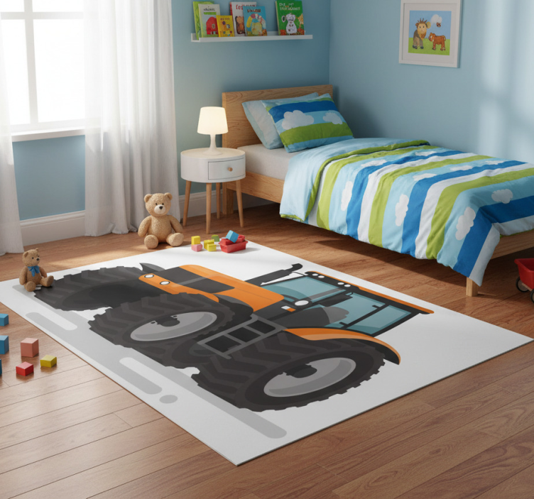Animal vinyl rug with big tire tractor - TenStickers