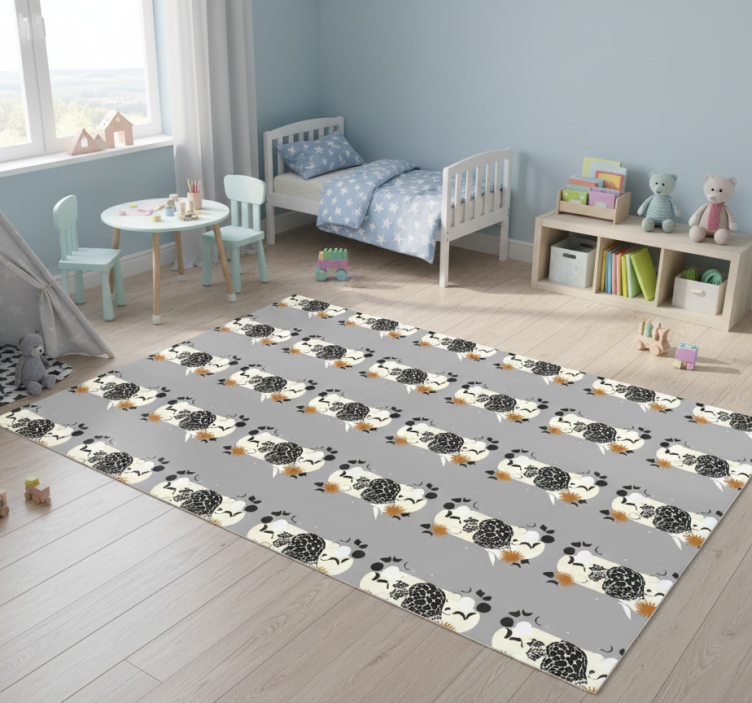 Animal vinyl rug with black leopard under moon pattern - TenStickers